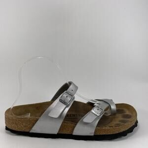 Birkenstock Mayari Sandals Womens Size 39/ 8-8.5 Silver Toe Loop Slides Birkibuc